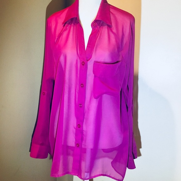 Torrid Tops - Torrid Magenta Sheer Blouse NWOT